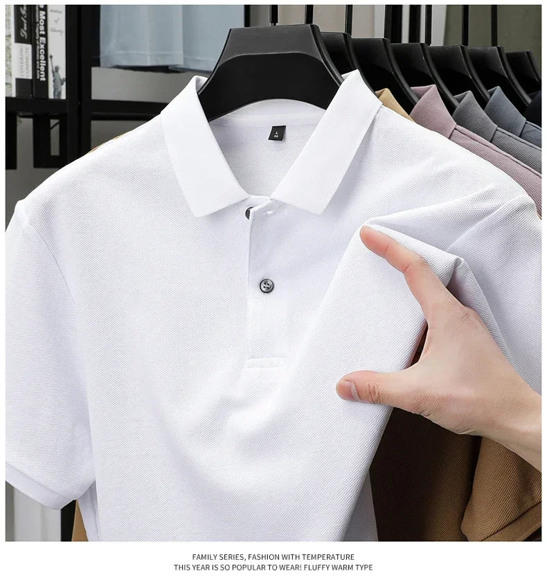 20 Colors Men's 100% Cotton Polo Shirt - Summer Casual Breathable Tee,Ideal for Golf and Sports,Business Casual,Silk-Like Finish