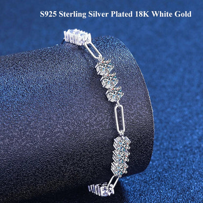 Full 4mm 0.3CT D Color VVS1 Moissanite Diamond Link Bracelet for Woman Man 925 Silver Adjustable 16cm Chain Bracelets GRA