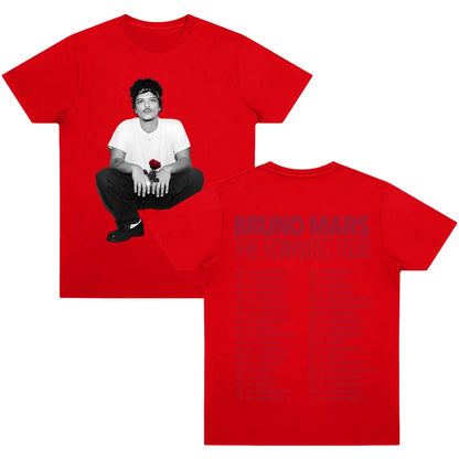 Bruno Mars The Romantic Tour T-shirt High Quality Graphic Cotton Tee Women Men Casual Clothing O-neck Short Sleeve Y2K T-shirts