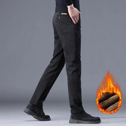 Thick Stretch Men's Corduroy Fleece Pants Fashion Business Casual Warm Chenille Male Brand Trousers Winter Thermal Pants