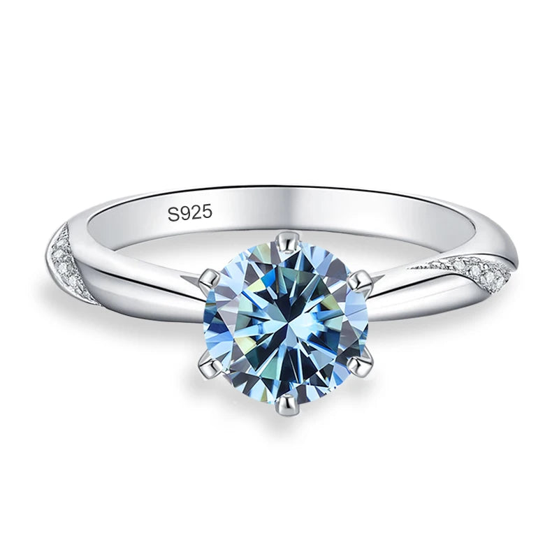 0.5ct 1ct 2ct Blue Pink Grey Moissanite Rings Gifts for Women 925 Sterling Silver Wedding Band Women's Ring Woman Rings