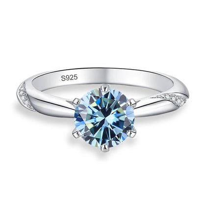 0.5ct 1ct 2ct Blue Pink Grey Moissanite Rings Gifts for Women 925 Sterling Silver Wedding Band Women's Ring Woman Rings