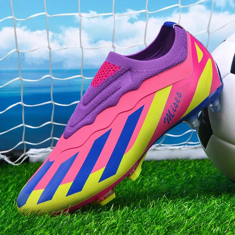 New Men Outdoor Football Boots Cleats Soccer Shoes Long Spikes FG Boys Non Slip Sport Training Breathable Match Comfortable