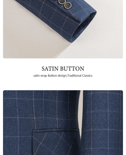 High Quality khaki Plaid suit Formal Business Office Men's Suits Fashionable and Casual evening gown