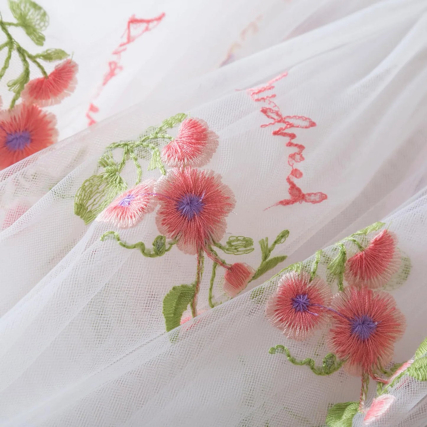 Outdoor Summer Cute Princess Dress Toddler Baby Girls Embroidery Flower Suspender Mesh Dresses Birthday Party Princess Dresses