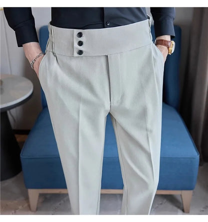 Men Summer Boutique Suits Pants Male Formal Wear Trousers Quality Men British Style Ice Silk Fabric Business Casual Suit Pants