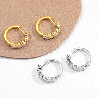 18k 3cttw Moissanite Hoop Earring for Women 4mm Stones D Color Sparkling Created Diamond Earring 100% 925 Sterling Silver