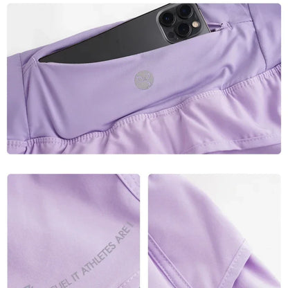 Yoga Shorts Women Summer Fake Two Piece High Waist Loose Gym Shorts With Pocket Ladies Lightweight Fitness Running Clothes
