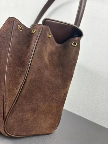 Suede Leather Tote Bag for Women Large Capacity Cowhide Shoulder Bag Designer Lock Satchel Chic Soft Nubuck Crossbody Purse