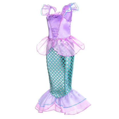 Little Mermaid Ariel Princess Dress for Girl Cosplay Mermaid Party Costume Princess Fancy Vestidos Children Carnival Clothes