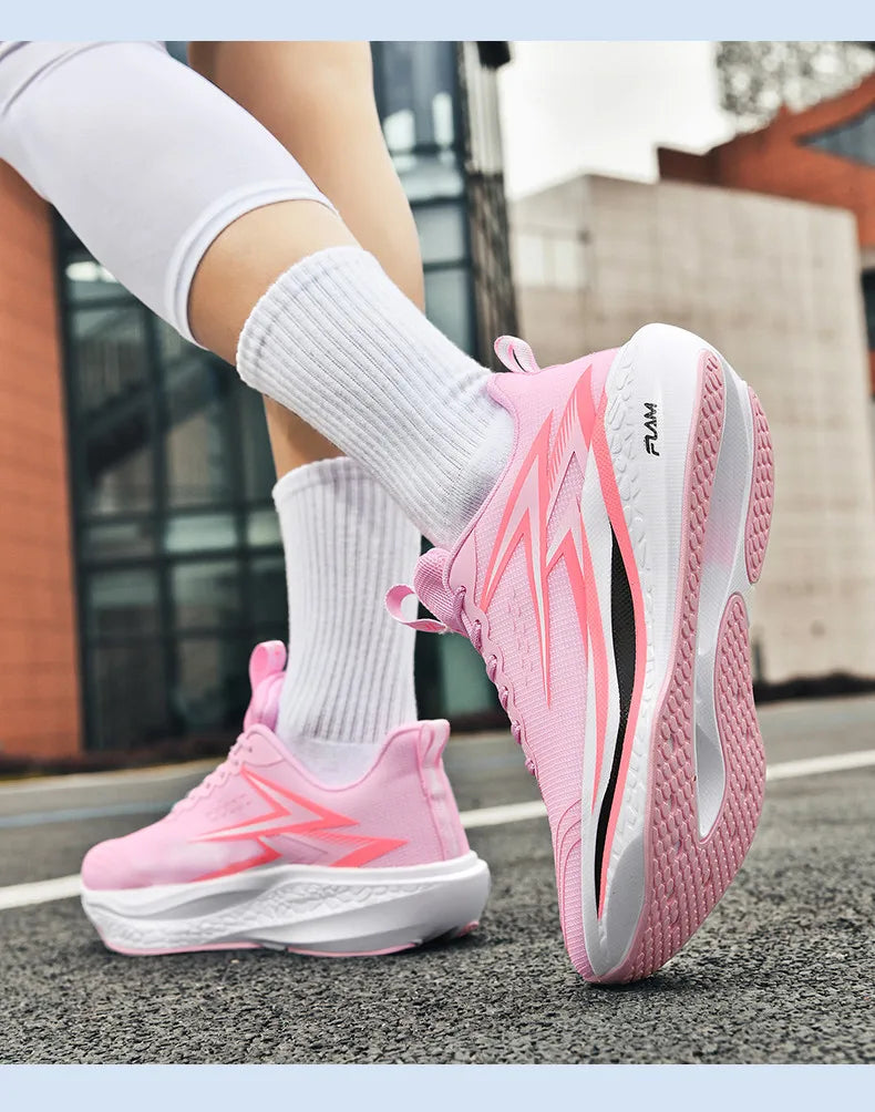 Tênis de Corrida Masculino Tênis Esportivo Especializado para Maratona Respirável Leve com Placa de Carbono Tênis Esportivo Feminino Moderno Feminino