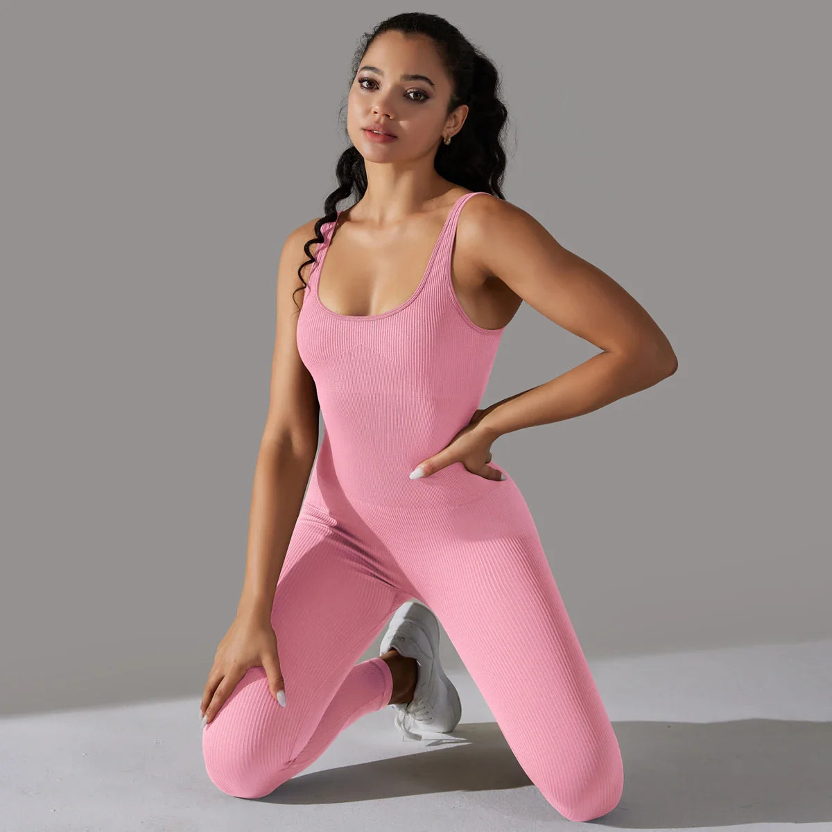 Fitness Sports Jumpsuit Screw Thread Sleeveless Bodysuit Women Seamless Set Full Seasons Casual Fitness Sporty Playsuit