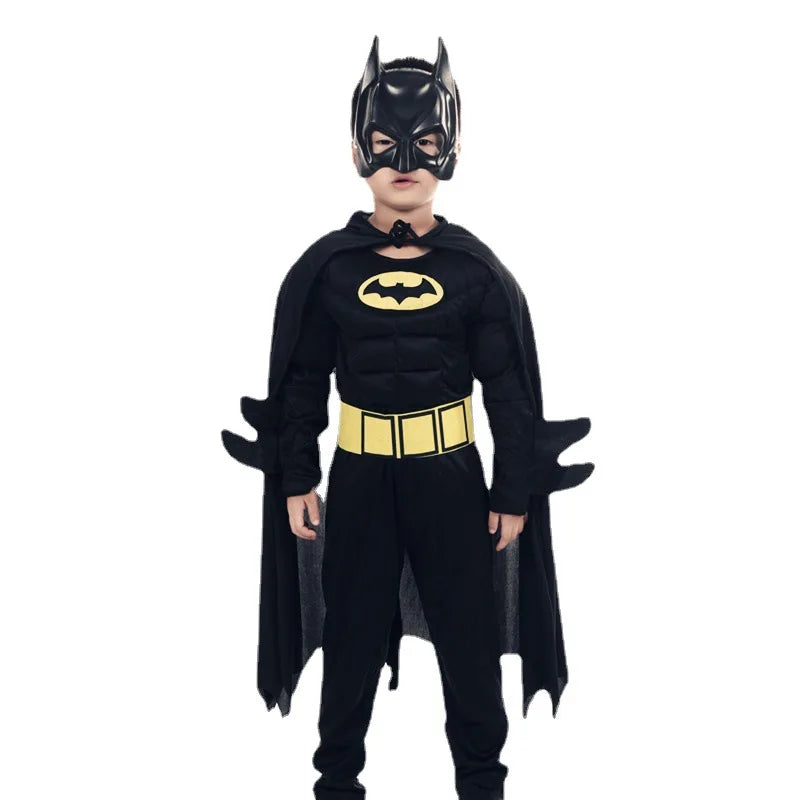 Boys Muscle Costumes with Mask Cloak Movie Character Superhero Cosplay  Party Role Play