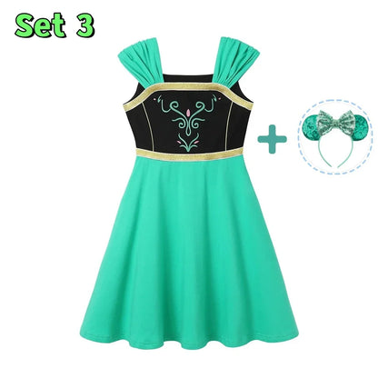 Summer Girls Q Version Princess Dress Children Role Playing Clothing Carnival Party Outdoor Girl's Casual Short Sleeve Dresses