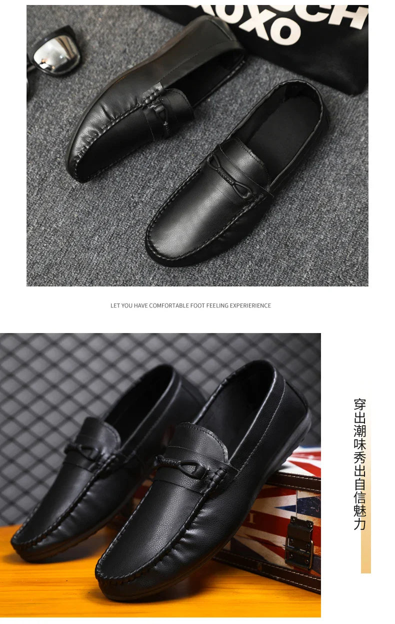 Mocassins Minimalistas Masculinos Sapatos Casuais de Couro Confortáveis Para Homens Sapatos de Condução Antiderrapantes Sapatos de Escritório Slip-on Tamanho Grande 46