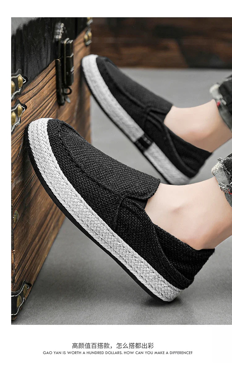 Summer Casual Loafers Men Breathable Slip On Urban Shoes Men Classic Linen Canvas Sneakers Male Light Flats Lazy Shoes Cheap