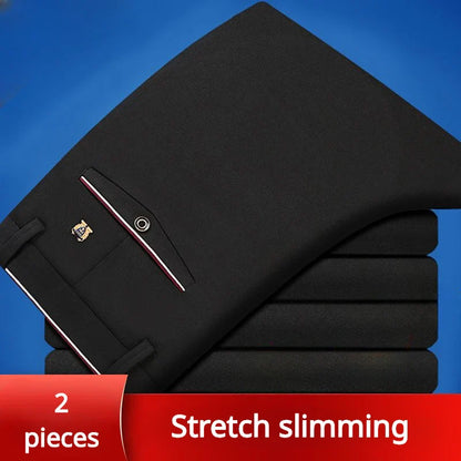 Classic Black Men's Office Dress Pants for Business Formal Fashionable Slim Fit Men's Suit Pants Casual Trousers Plus Size 28-40