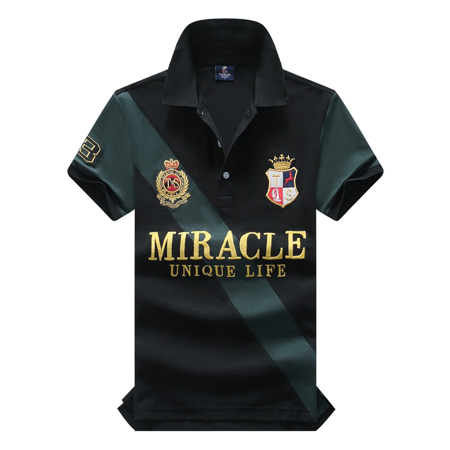 Men's polo shirt MIRACLE embroidery stitching color contrast classic fashion original design polo collar pure cotton breathable