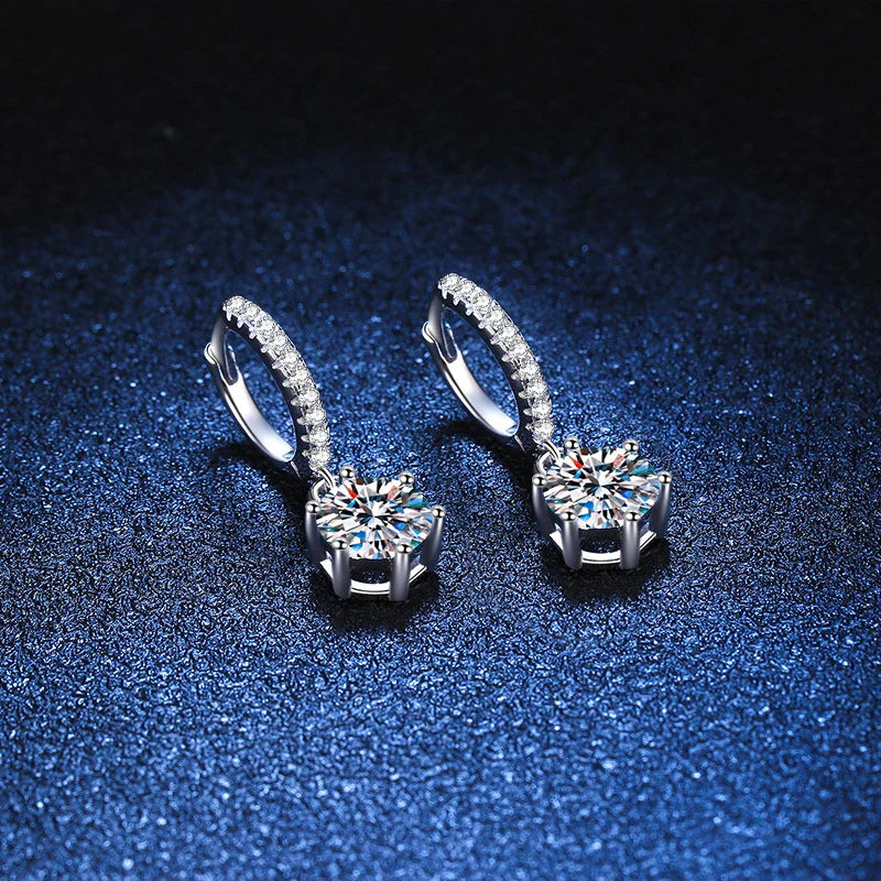 1ct Moissanite Drop Earring for Women Sparkling Diamond Earrings S925 Sterling Silver White Gold Plated Wedding Jewelry