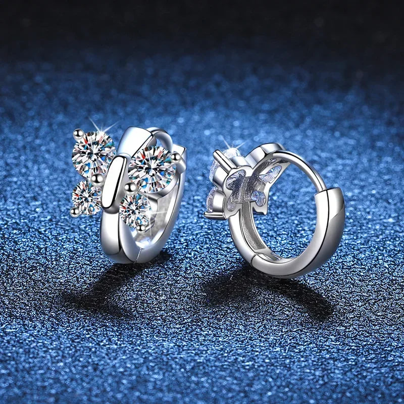 Real 1.6cttw D Color Full Moissanite Hoop Earrings for Women Girls S925 Silver Earring Party Small Ear Buckle Wholesale
