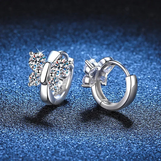 Real 1.6cttw D Color Full Moissanite Hoop Earrings for Women Girls S925 Silver Earring Party Small Ear Buckle Wholesale