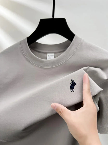 Luxury brand short sleeve men's round neck T-shirt summer fashion classic pony embroidery design 100cotton breathable casual top