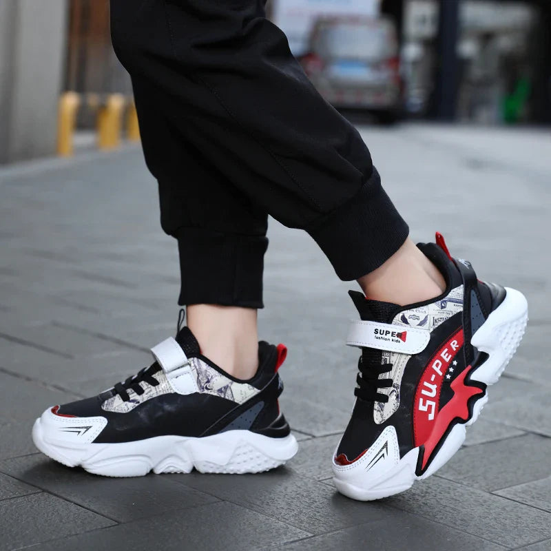 Sport Kids Sneakers Boys Casual Shoes For 5-16Years Old Children Tennis Leather Non Slip Fashion Running Shoes