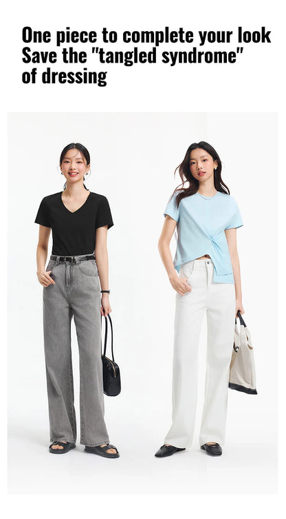 Semir Jeans Women Cool Feeling Wide Leg 2025 New Summer Leg-Lengthening Floor-Length Pants Trendy for Fashionable Style