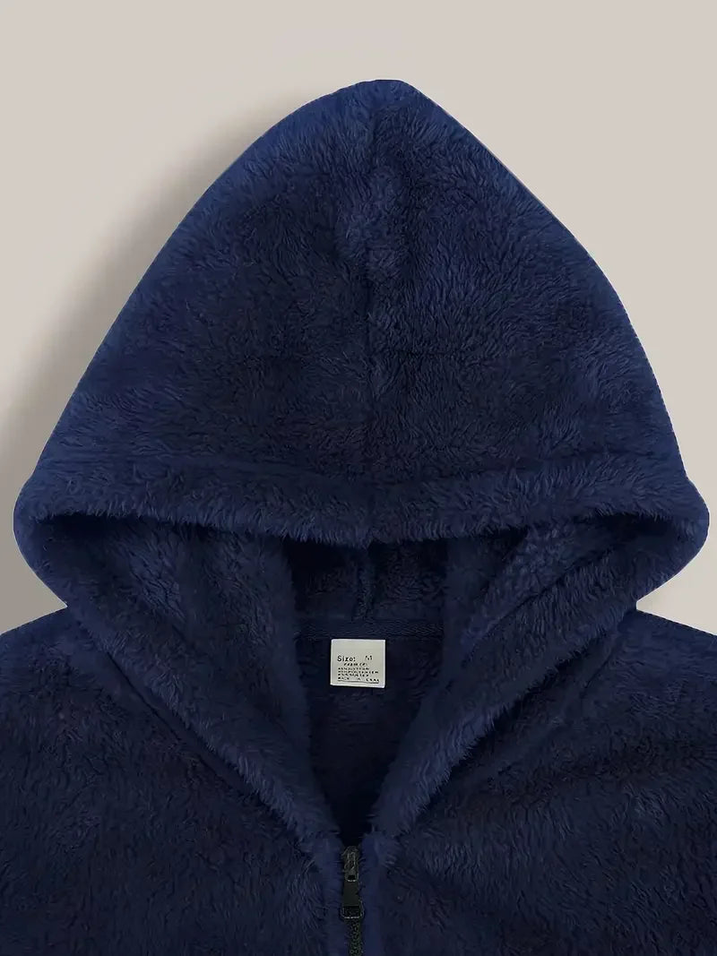 Men's Coral Fleece Jacket Hoodie Thickened Autumn Winter Warm Zipper Hooded New Arrival Comfortable Sweatshirt