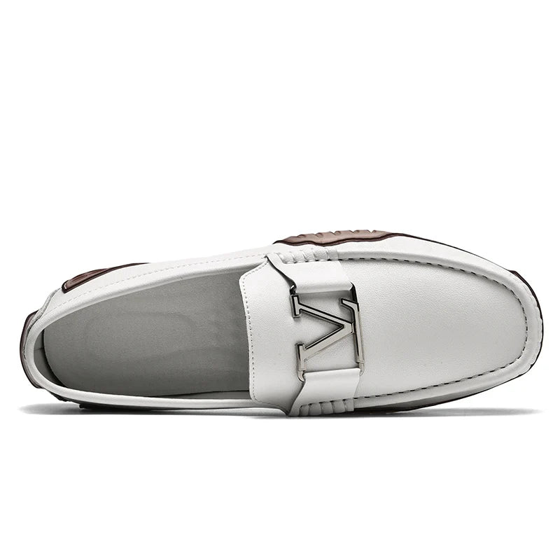 High Quality Men's Casual Leather Shoes Cowhide Loafers Soft Luxury Pea Shoes Color Genuine Leather Men's Flats Driving Shoes