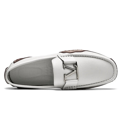 High Quality Men's Casual Leather Shoes Cowhide Loafers Soft Luxury Pea Shoes Color Genuine Leather Men's Flats Driving Shoes