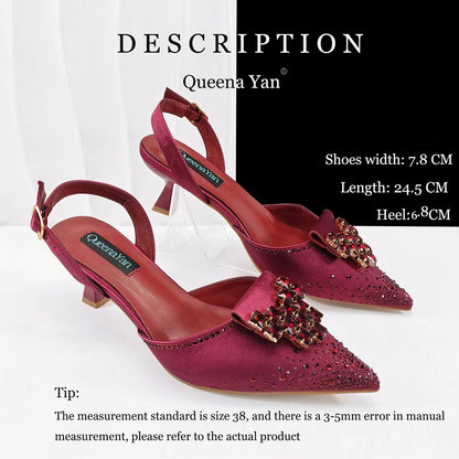 Elegant Green Handbag Medium Heel Shoe Set with Exquisite Handmade Metal Decoration Accents for Wedding & Parties