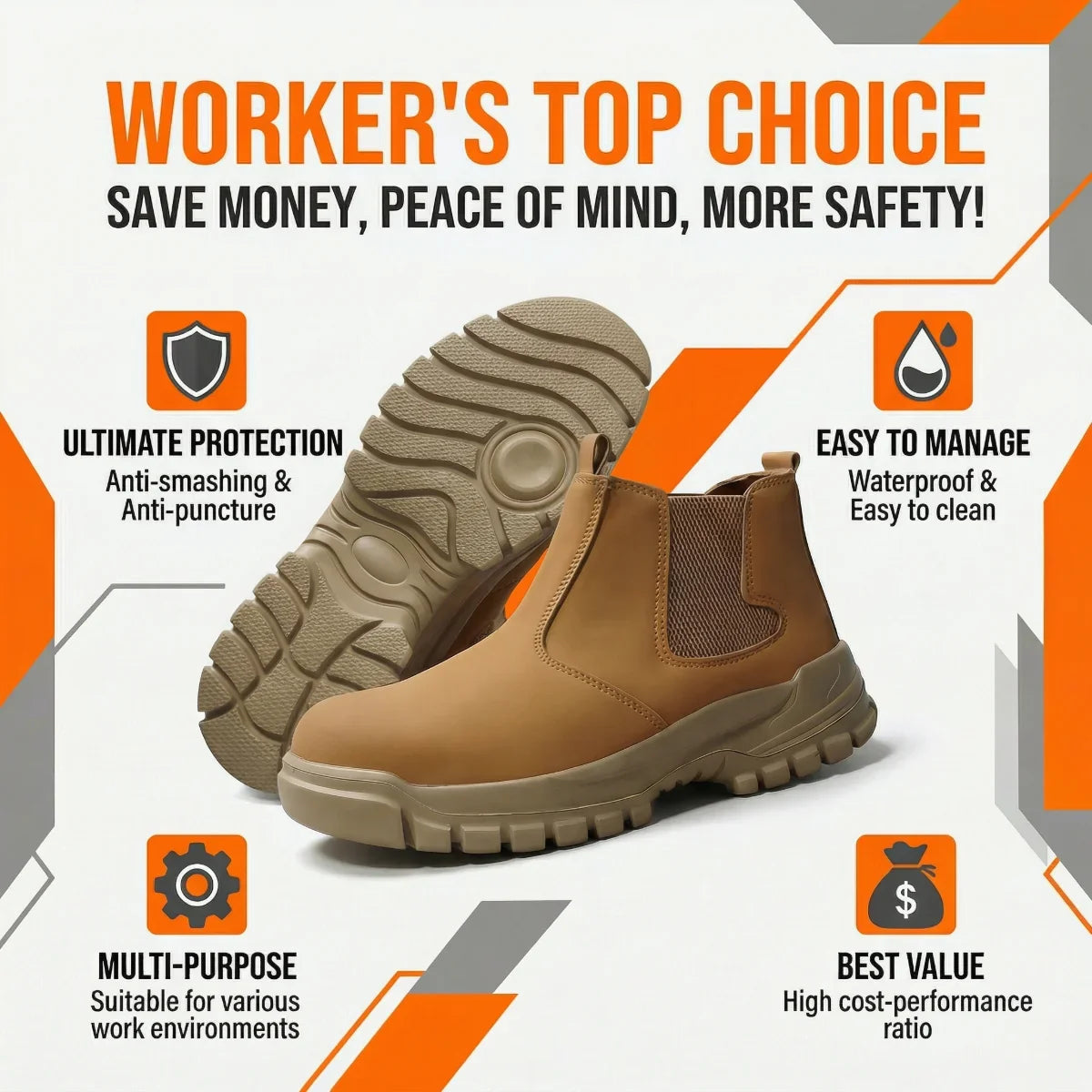 Safety Shoes Men Steel Toe Protective Shoes With Anti Smash Anti Piercing Work Shoes Indestructible Safety Boots