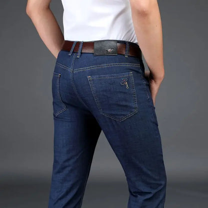 Men's Classic Straight Men's Jeans Fitted Comfortable Elastic Business Casual Denim Pants Korean Fashion  Autumn Casual Trousers