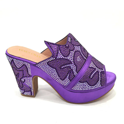 Shoes Open Toe Slingbacks Low (1cm-3cm) Women Pumps for Party Lady Sandals with Heels Italian Shoe with Rhinestone