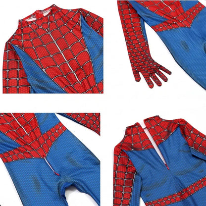 Boys Girls Superhero Costume Spider Web Jumpsuit With Mask For Kids Party Cosplay Movie Character Outfit Birthday Gift Play Cost