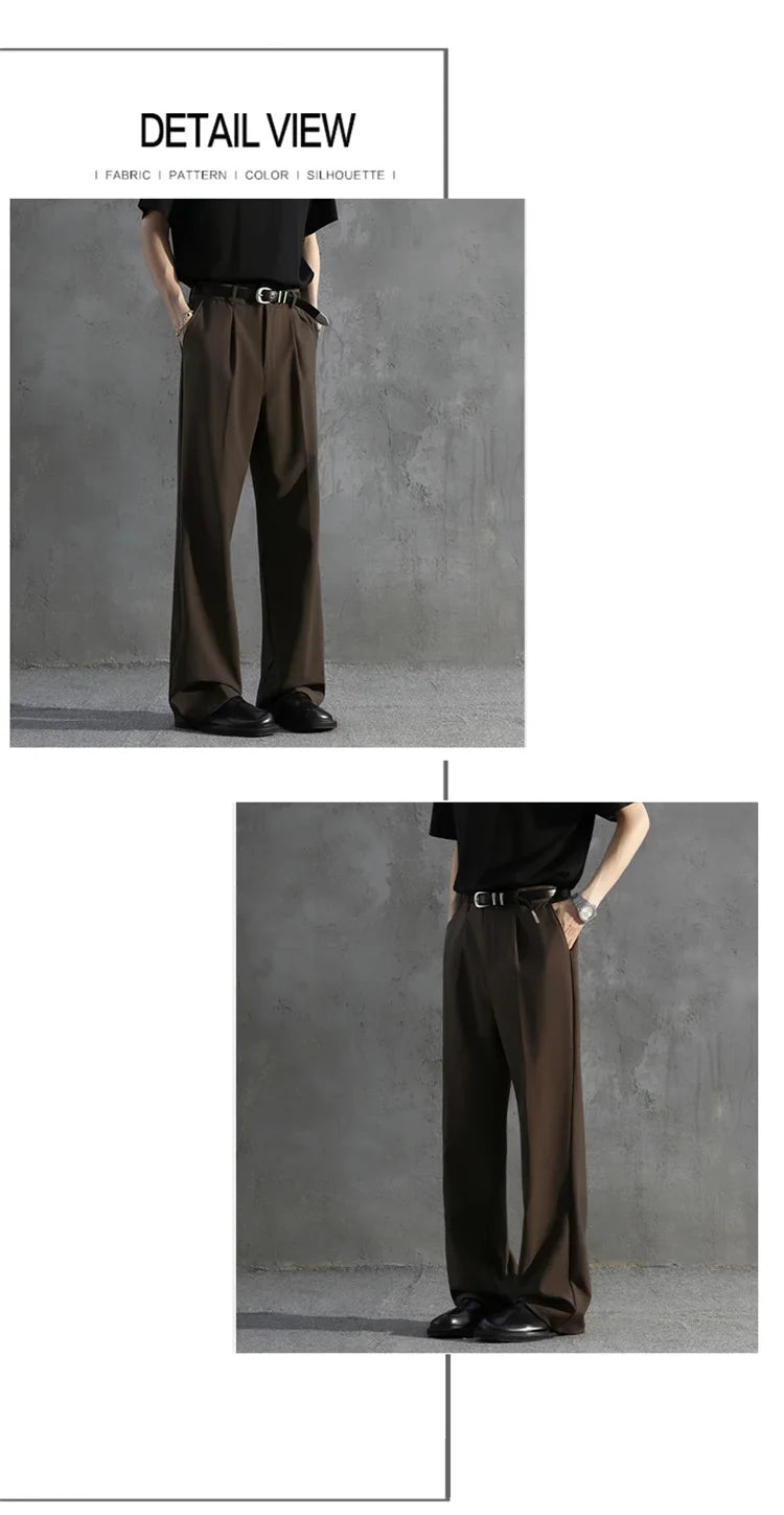 White Luxury Draped Suit Pants Men Fashion Dress Pants Korean Loose Straight Casual Pants Mens Office Formal Trousers Male S-3XL