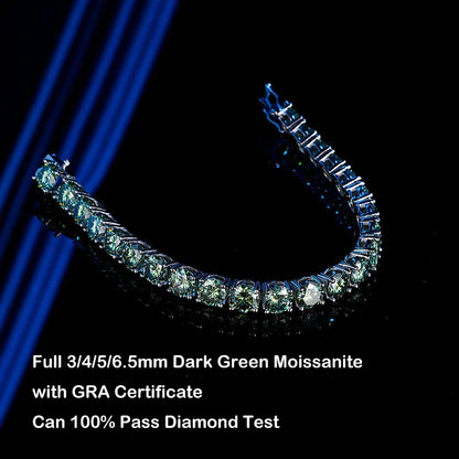 GRA Certified Tangerine Blue Full 3/4/5/6.5MM Moissanite Tennis Bracelet for Women Men S925 Silver 23cm Link Bracelets Gift