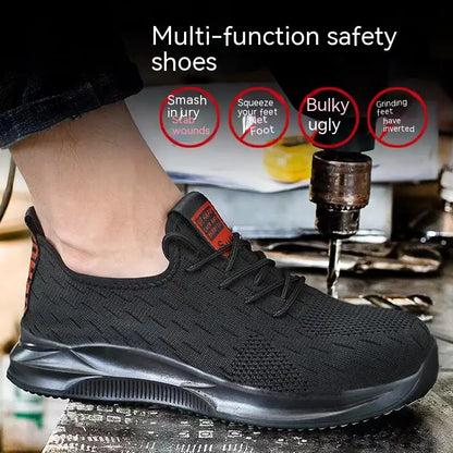 Mens Safety Shoes Breathable Steel Toe Cap Boots Anti-smashing Anti-smash Safety Work Shoes Lightweight Men Women Work Sneaker