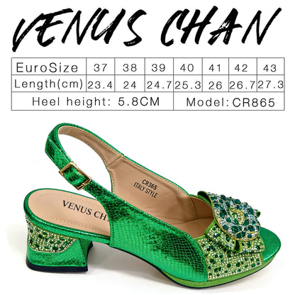 2026 Women Elegant Orange High Heel Shoe and Matching Bag Set with Rhinestone Accents Stylish Peep Toe Design for Party