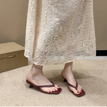 Summer Women Clip Toe Slippers Comfort Low Heel Slides Shoes Ladies Casual Dress Street Style Sandalis