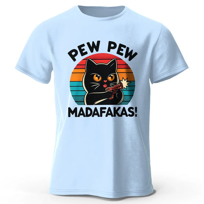 Cute Hand-Drawn Cat Doodle Print 100% Cotton T-Shirt, Ultra Soft Round Neck Short Sleeve Tee for Men & Women