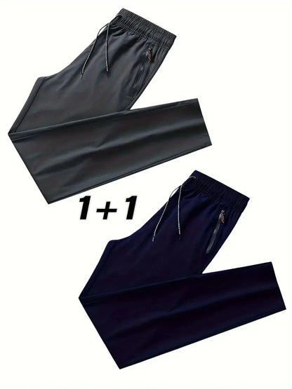 2 Pieces Men's Casual Pants Stretch Elastic Waist Jogger Korean Classic Blue Black Gray Male Brand Trousers Plus Size