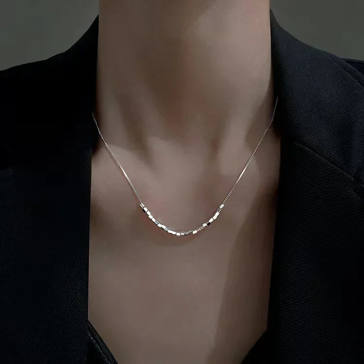 Stainless Steel Necklaces Black Exquisite Minimalist Square Pendant Choker Chains Fashion Necklace For Women Jewelry Party Gifts