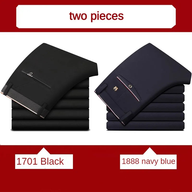 Stylish Black Dress Pants for Men Comfortable Casual Trousers Four-Season Korean Business Suit Pants Male Stretch Slim-Fit Pants
