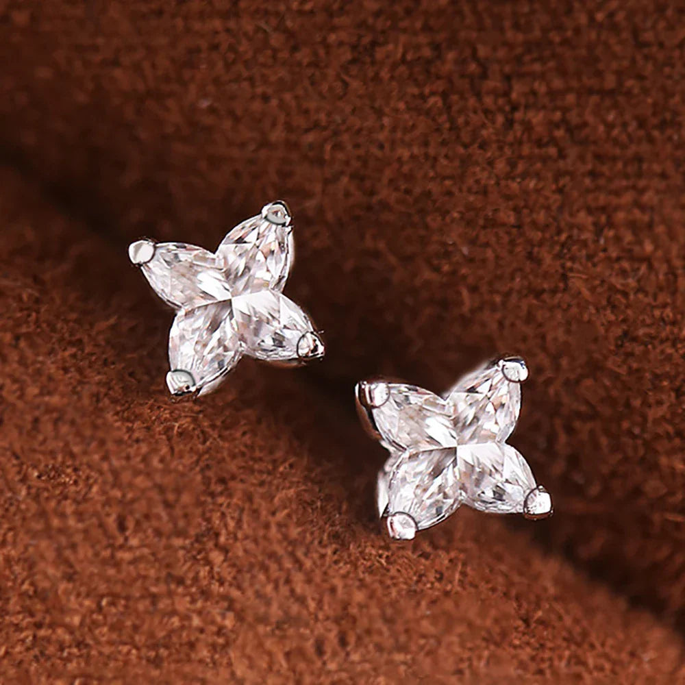 4/5mm Lily Antique Flower Cut Moissanite Diamond Stud Earring for Women S925 Silver Plated 18k Gold Bridal Fine Jewelry With Gra