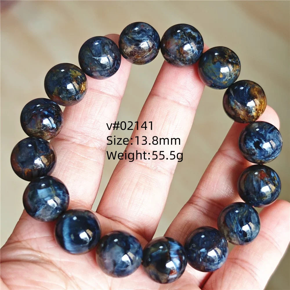 Natural Blue Pietersite Bracelet Women Men Beads Round Beads Chatoyant Cat Eye Fire Pietersite Namibia AAAAAA