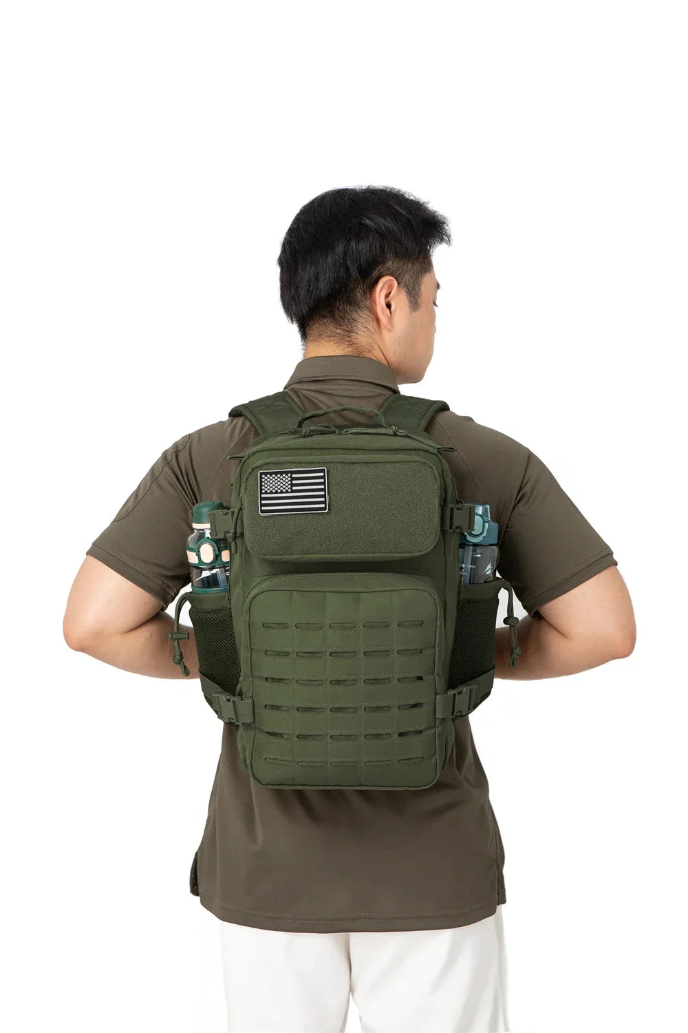 25L Tactical Backpacks for Men survival Laser Cut Molle Daypack Small Bug Out Bag Gym Hking Rucksack with Dual Cup Holders