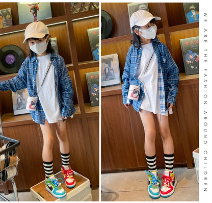 Boys Girls Shoes Board Shoes Children Casual Shoes New Four Seasons Kids Single Sneaker Mandarin Ducks Basketball Sports Shoes