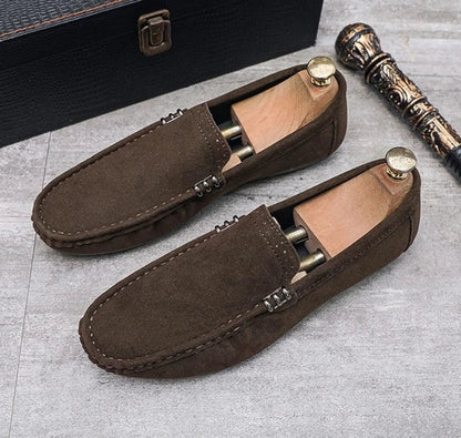 Novos Sapatos Masculinos de Primavera e Outono Estilo Social, Camurça, Sapatilhas Loafer, Couro Fosco Casual para Jovens